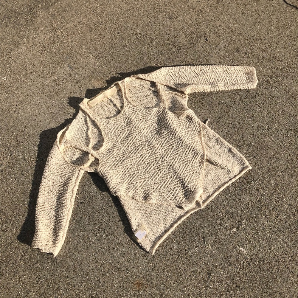 Eckhaus Latta cream knit cutout pullover sweater